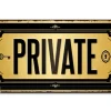 Retro metallitaulu Private 10x20 cm