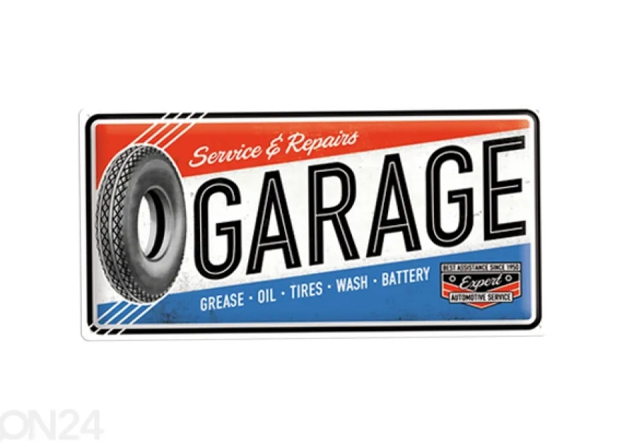 Retro metallitaulu Service & Repair Garage 25x50 cm