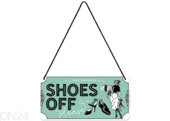 Retro metallitaulu Shoes Off 10x20 cm