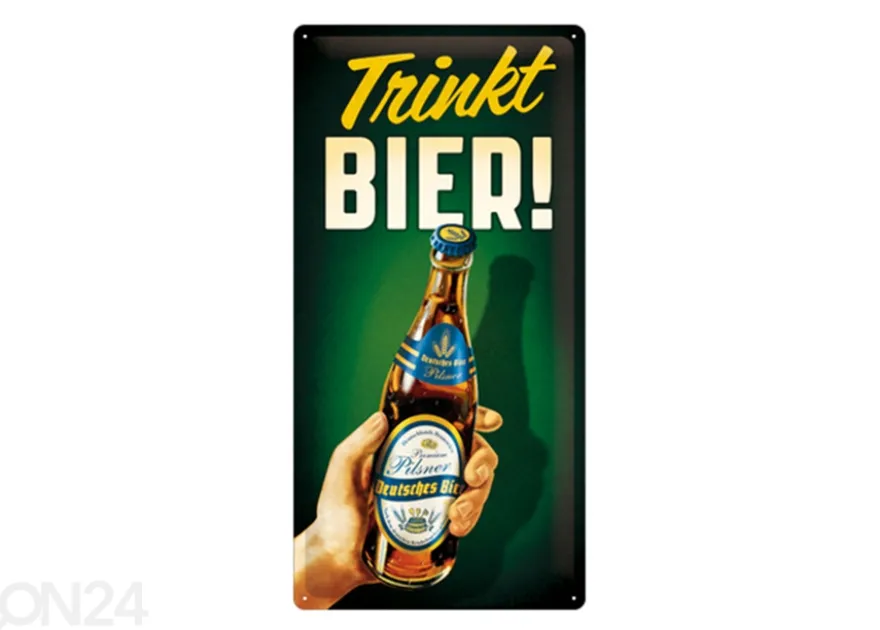 Retro metallitaulu Trinkt Bier! 25x50 cm