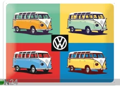 Retro metallitaulu VW Bulli Pop Art 4 autot 30x40 cm