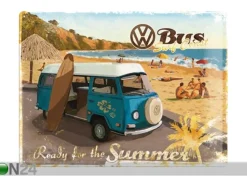 Retro metallitaulu VW Bus Ready For The Summer 30x40 cm