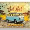 Retro metallitaulu VW Let's get lost 30x40 cm