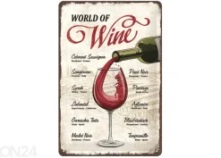 Retro metallitaulu World of Wine 20x30 cm