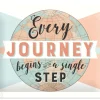 Retrotyylinen metallitaulu Every journey begins with a single step 15x20 cm