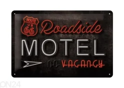 Retrotyylinen metallitaulu Route 66 Roadside Motel 20x30cm