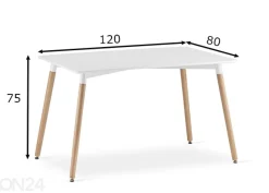 Ruokapöytä Adria 80x120 cm, valkoinen