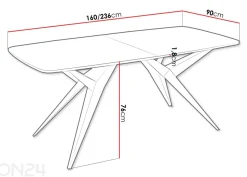 Ruokapöytä Axis 90-160/236 cm