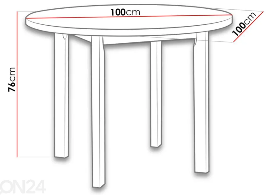 Ruokapöytä Ø 100 cm