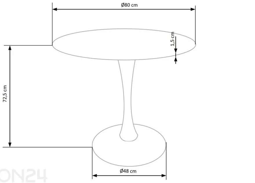 Ruokapöytä Denver Ø 80 cm