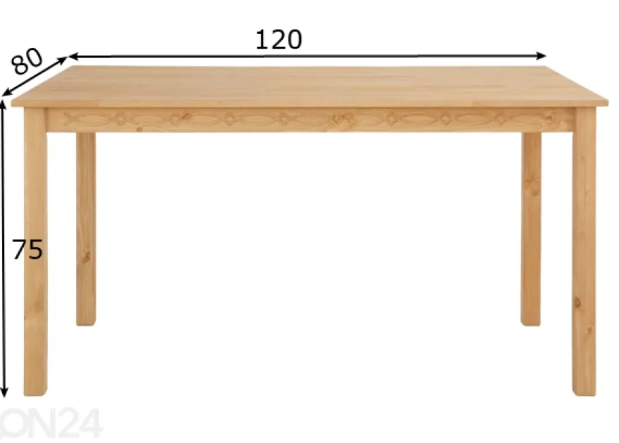 Ruokapöytä Indra 120x80 cm