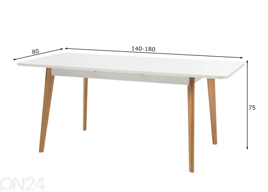 Ruokapöytä Lena 80x140/180 cm