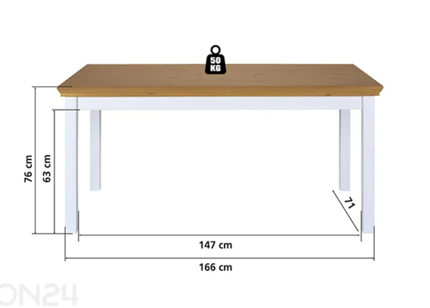 Ruokapöytä Maluno 90x166 cm