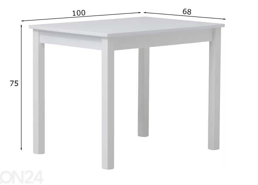 Ruokapöytä Mia XL 100x68 cm, valkoinen