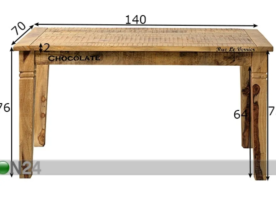 Ruokapöytä Rustic 140x70 cm