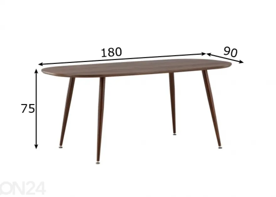 Ruokapöytä Sanford 180x90 cm
