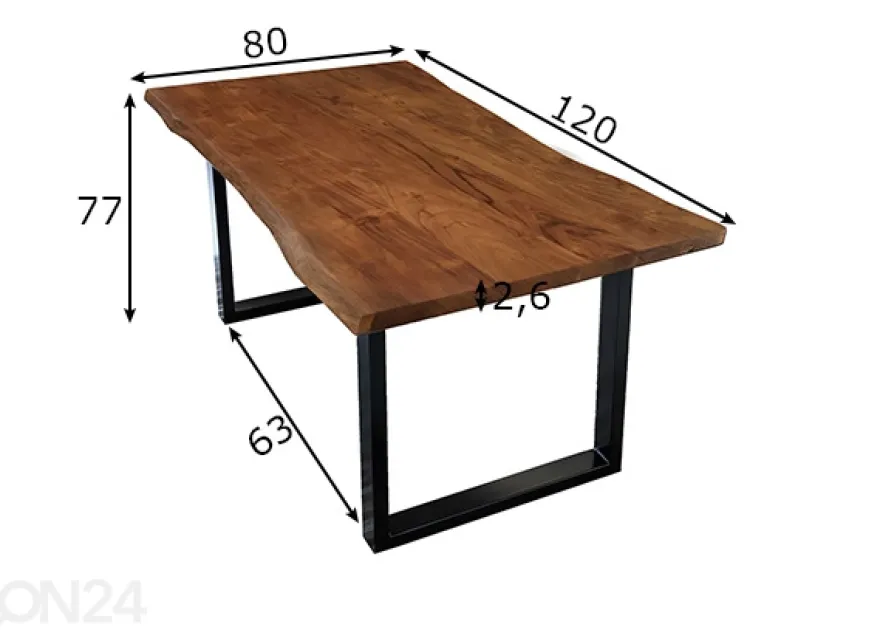 Ruokapöytä Tische 80x120 cm