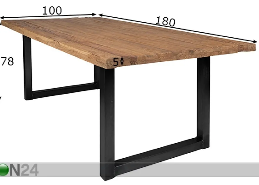 Ruokapöytä Tisch 100x180 cm