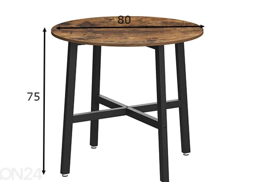 Ruokapöytä Todi Ø 80 cm, ruskea/musta