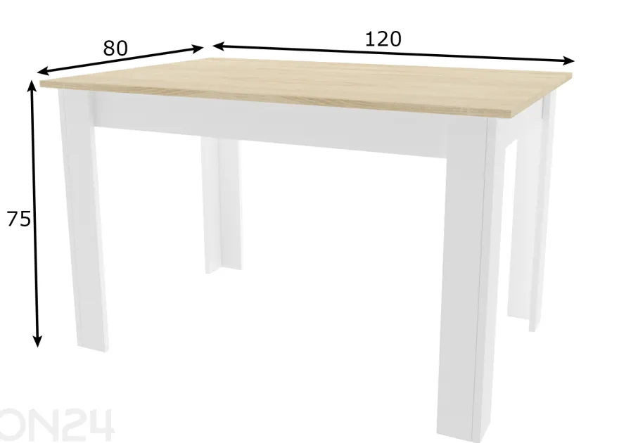 Ruokapöytä 80 x 120 cm