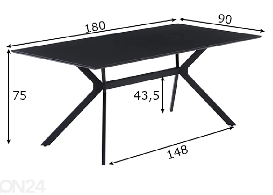 Ruokapöytä 90x180 cm