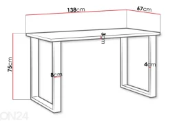 Ruokapöytä 67x138 cm