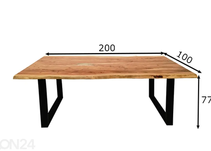 Ruokapöytä 100x200 cm, luonnonvärinen