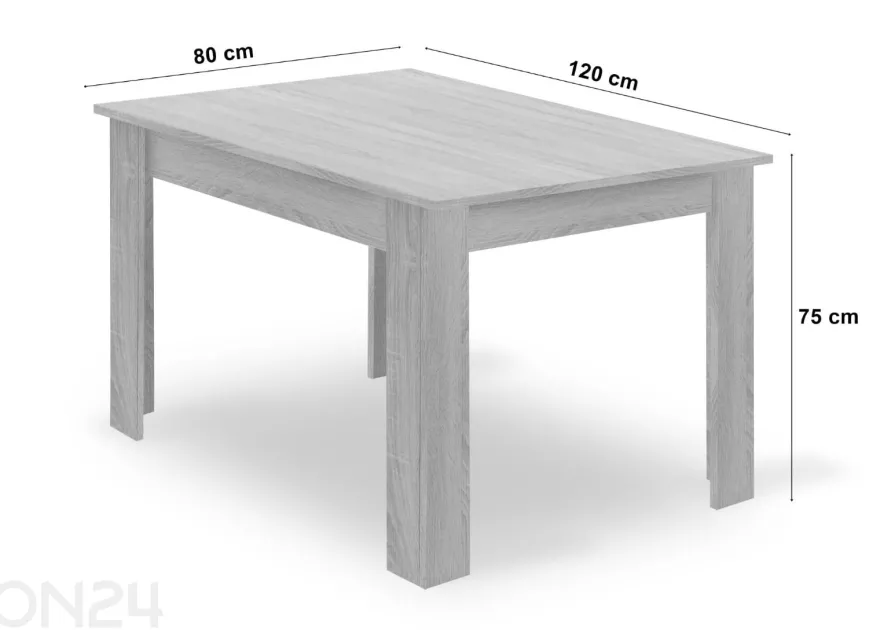 Ruokapöytä 80x120 cm + 4 tuolia