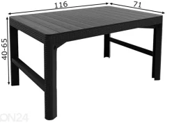 Säädettävä puutarhapöytä Keter Lyon 71x116 cm, grafiitti