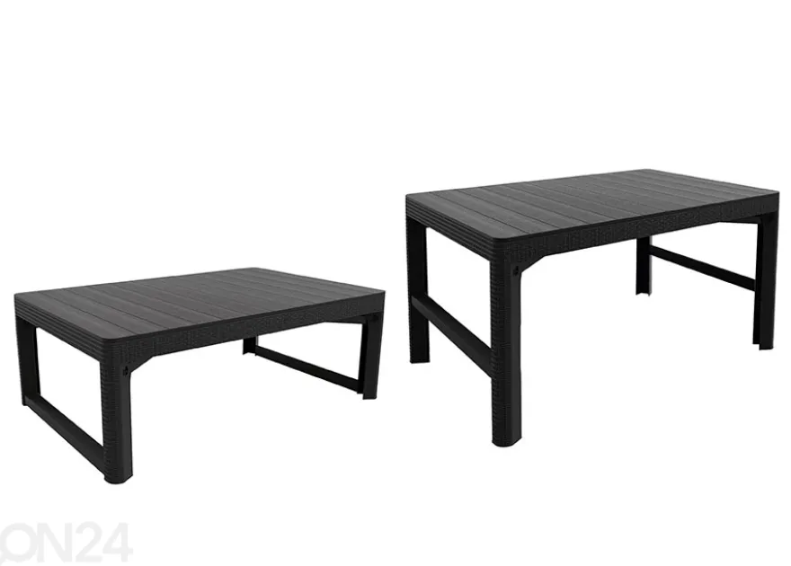Säädettävä puutarhapöytä Keter Lyon 71x116 cm, grafiitti