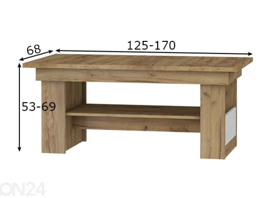 Säädettävä sohvapöytä Cobhy 125/170x68 cm