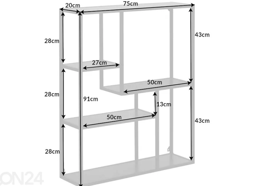 Seinähyllykkö Slim line 75 cm