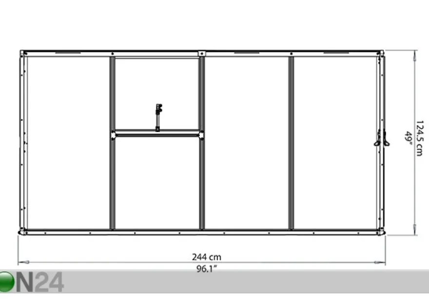 Seinäkasvihuone Palram Hybrid 2,44x1,24 m, 3,04 m²