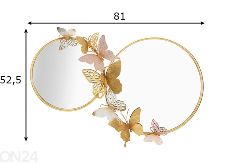 Seinäpeili Double Farfalle 81x52,5 cm