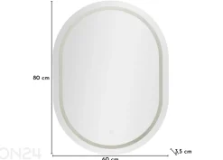 Seinäpeili LED 60x80 cm, hopea