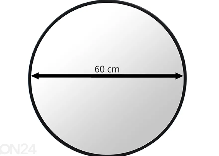 Seinäpeili, musta Ø 60 cm