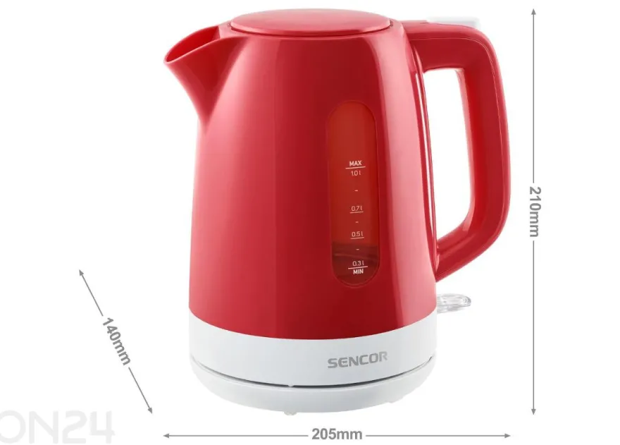 Sencor SWK1024RD -vedenkeitin 1 L, punainen