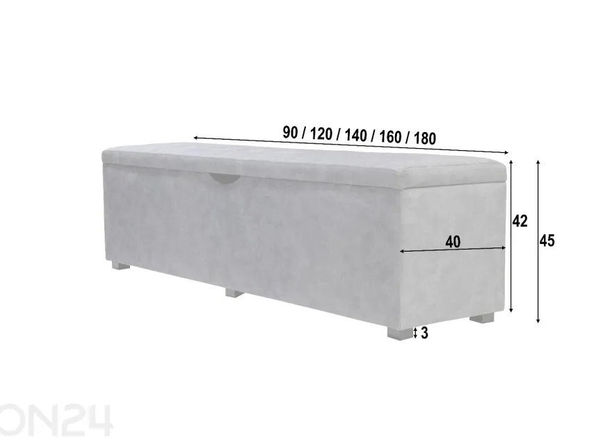 Sime Beds säilytystilallinen rahipenkki MONO Ruut 90 cm
