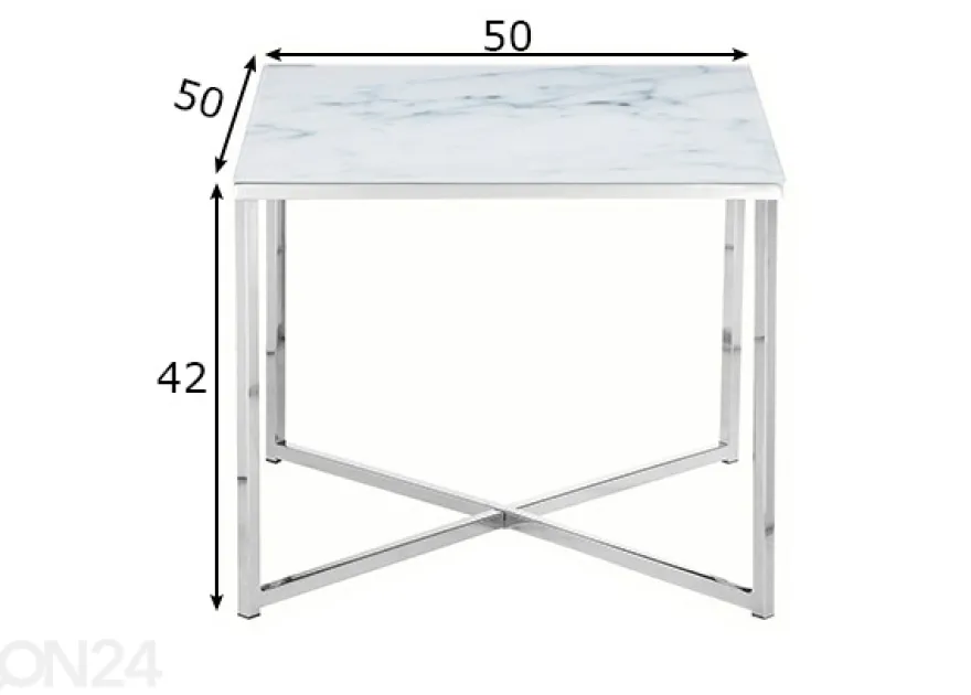 Sivupöytä 50 × 50 cm, valkoinen