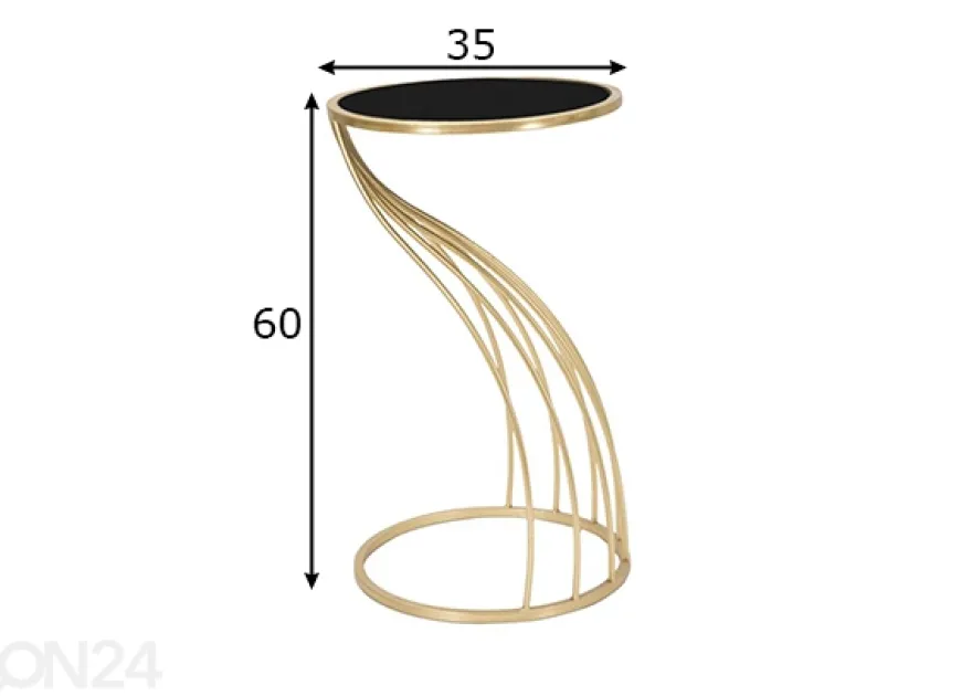 Sivupöytä Flush Ø35 cm, musta / kulta