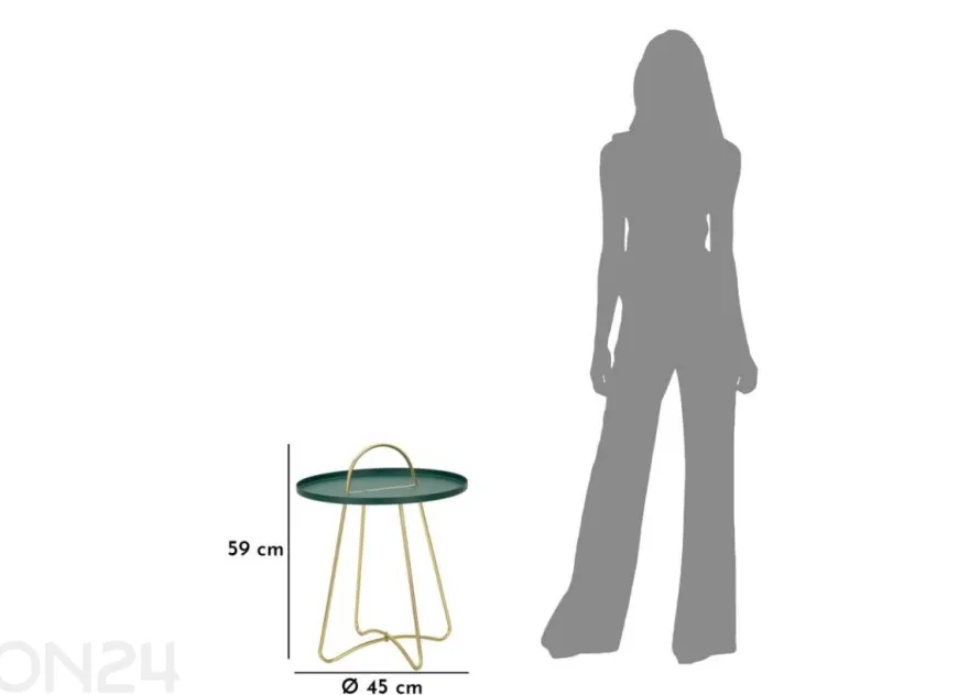 Sivupöytä Grent Ø 45 cm, vihreä/kullanvärinen