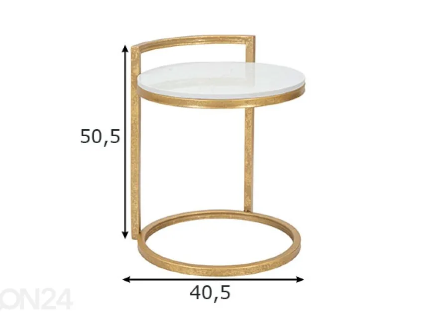 Sivupöytä Round, kulta / valkoinen