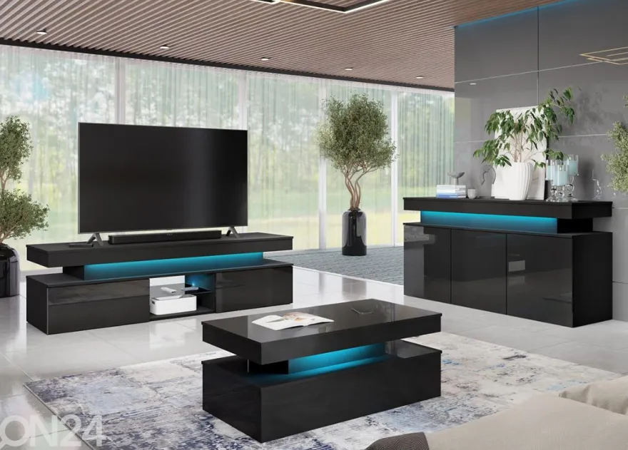 Sohvapöytä Glossa 120x55 cm + LED