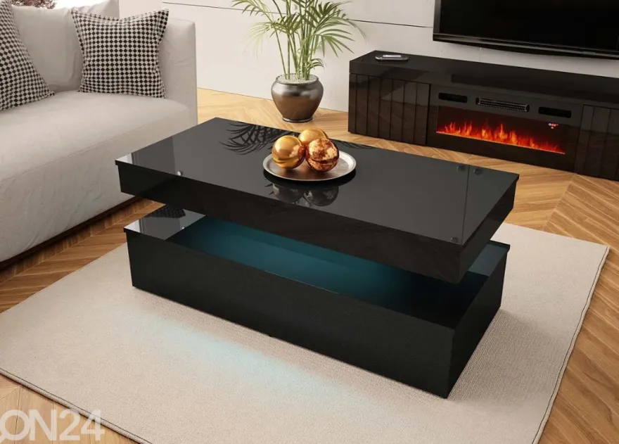 Sohvapöytä Glossa 120x55 cm + LED