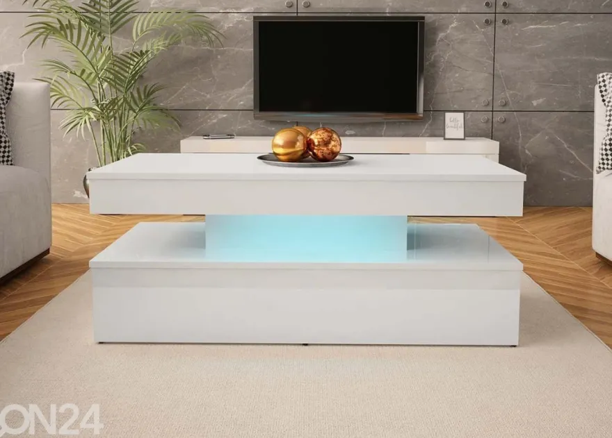 Sohvapöytä Glossa 120x55 cm + LED