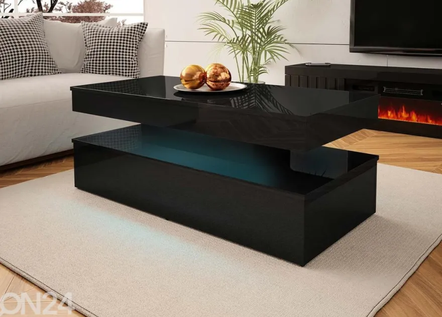 Sohvapöytä Glossa 120x55 cm + LED