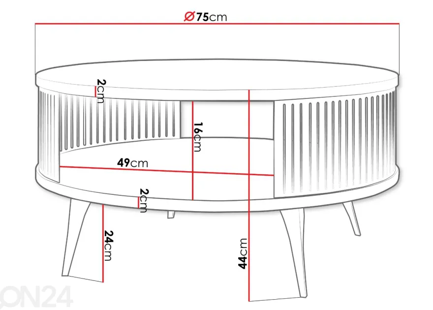 Sohvapöytä Ronni Ø 75 cm