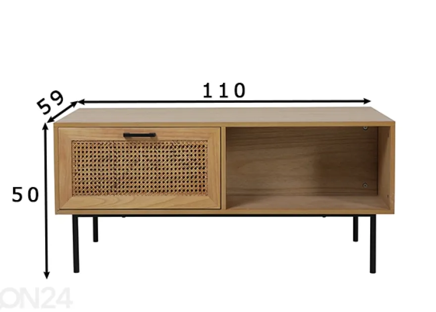 Sohvapöytä 59x110 cm, luonnonväri/ musta