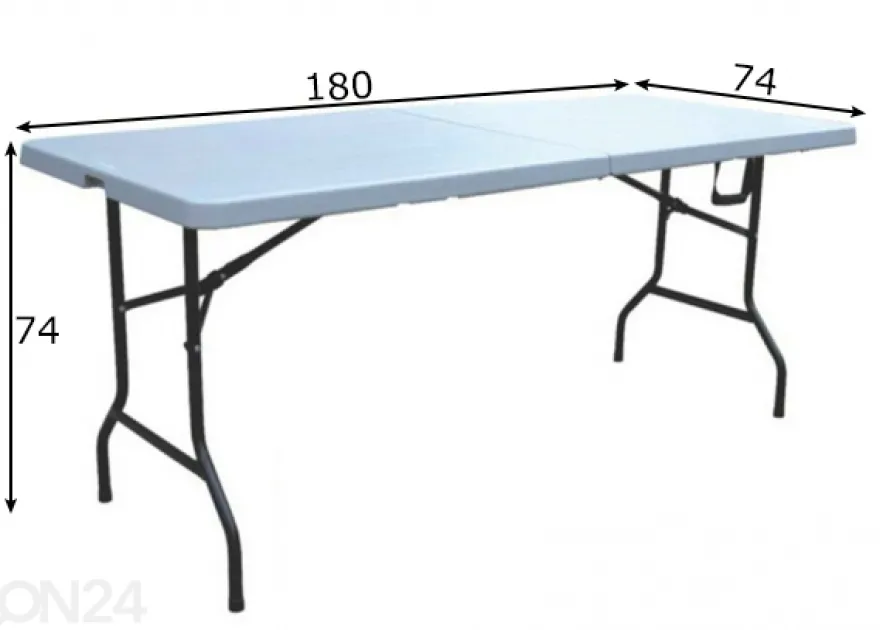 Taitettava puutarhapöytä 74x180 cm