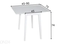 Taittopöytä Avola valkoinen 75x45-90 cm